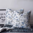 thumbnail image 2 of 18x18 Pillow Covers Set of 2, Blue Floral Birds Throw Pillow Covers Decorative Couch Cushion Case, Farmhouse Flowers Pastoral Microfiber Square Pillowcases for Bedroom Car Living Room, 2 of 7