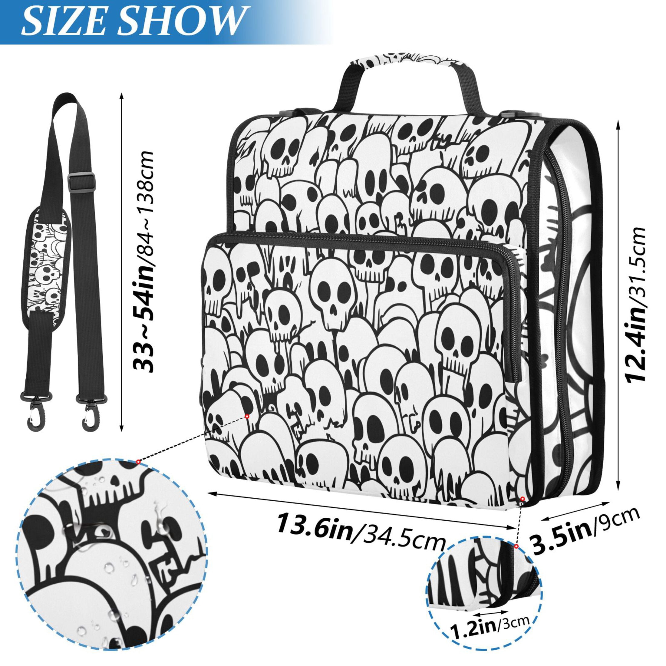ALAZA Zipper Binder Skulls 3 Ring Trapper Keeper File Folder Organizer Bag