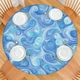 thumbnail image 2 of Blue White Tie Dye Swirl Pattern Round Fitted Tablecloth with Elastic Edge,Dining Table Cover Waterproof,Outdoor Round Tablecloth for Camping,Dining,Indoor and Outdoor, 2 of 7