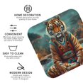 thumbnail image 4 of Fuzoiu Pond Meditating Tiger Print Leather Coasters Set,Drink Coasters Set of 6,for Tabletop Protection, Durable PVC Coasters,Home Décor and Housewarming Gift,Square, 4 of 7
