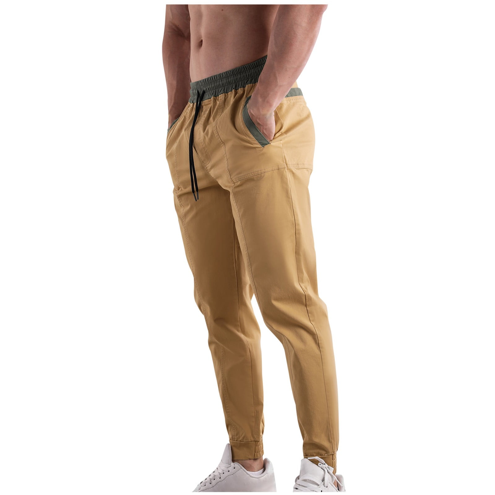 Htigea Clearance 2024 Mens Cargo Pants Elastic Waisted Drawstring Sweatpants Skinny Taper Pants Comfort Breathable Workout Bottoms with PocketXS,S,M,L,XL
