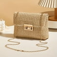 thumbnail image 7 of Yvsxxv Khaki Rattan Woven Small Messenger Shoulder Bag, Summer Beach Use, 1 Pc, 7 of 7