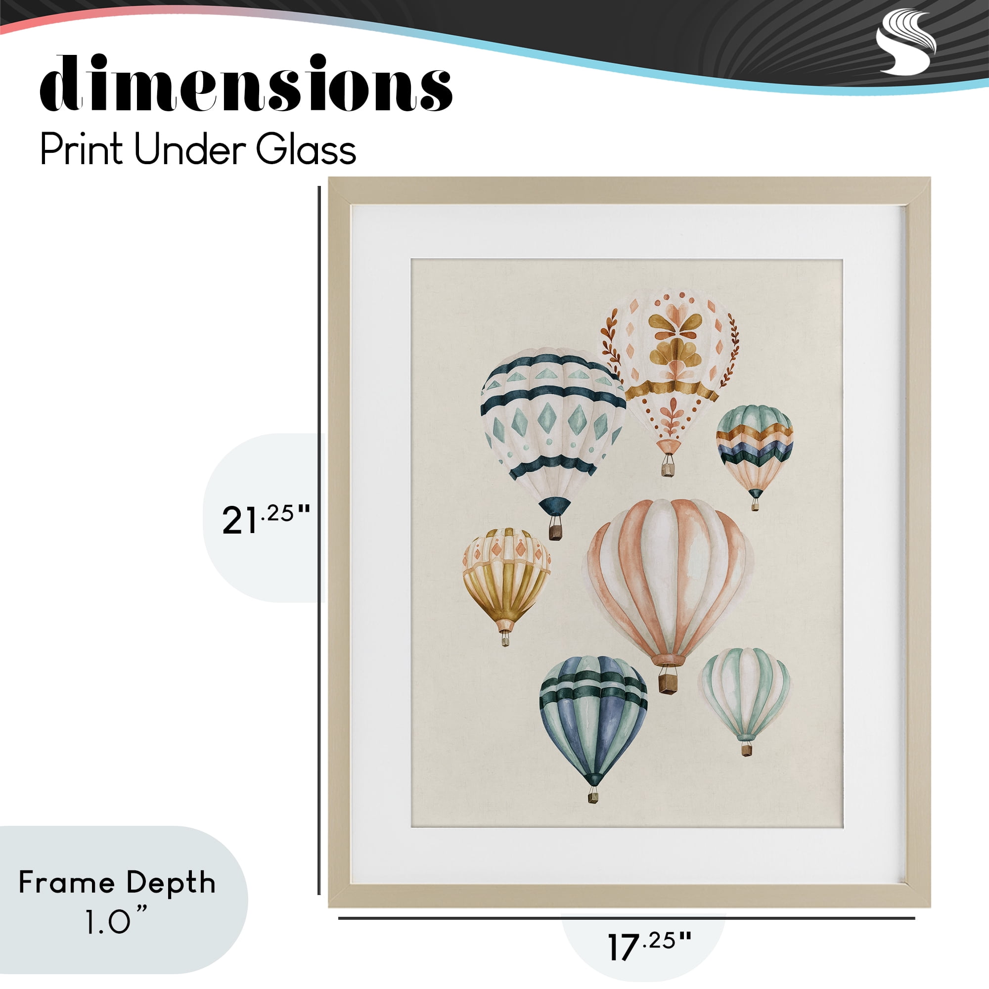 Stupell Industries Wanderlust Hot Air Balloons Birch Framed Print Under Glass, design by Bethany Sandoval