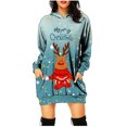 thumbnail image 1 of Vestidos de Navidad Para Mujer Casual Con Estampado de Bolsillo Vestido de Manga Larga Con Capucha Suelta Odeerbi  ODB197753, 1 of 5
