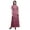 Pink6, variant on Bimba Rayon Floral & Leaves Bird Bird Smocked Waist Printed Gown Maxi Side Slit LadiesÂ&nbsp;Dress-Large