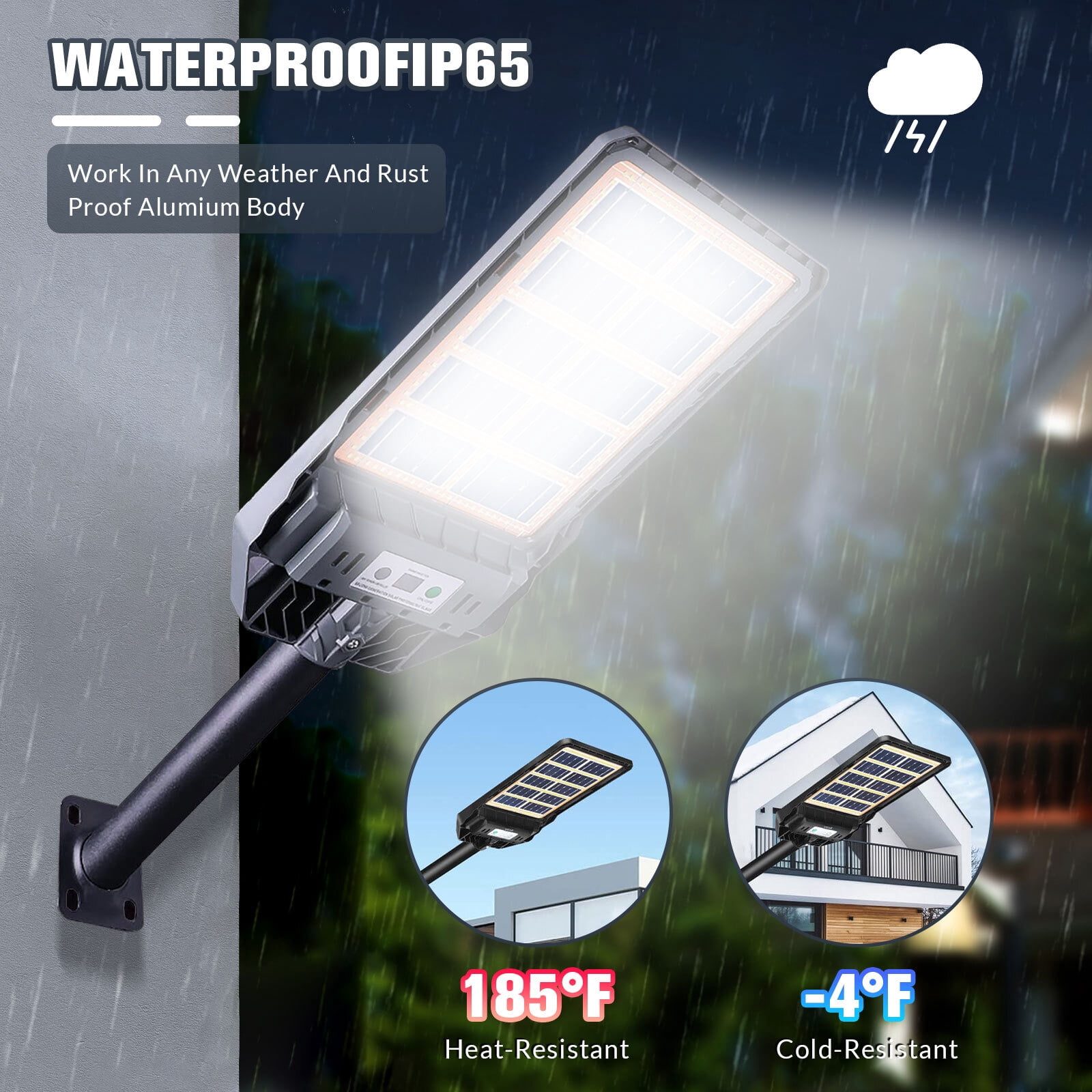 100W Solar Street Light,DFITO 6000LM IP66 Waterproof Outdoor Flood Lights with Double Sided Charging, Dusk to Dawn Remote Control Solar LED Light Lamp for Path, Stadium, Yard, Parking Lot