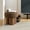 Brown, variant on Mushroom Shaped Teddy Plush Ottoman Stool with 3 Solid Walnut Wood Cylinder Legs, Soft Padded Accent Footrest Seat for Living Room Entryway Vanity