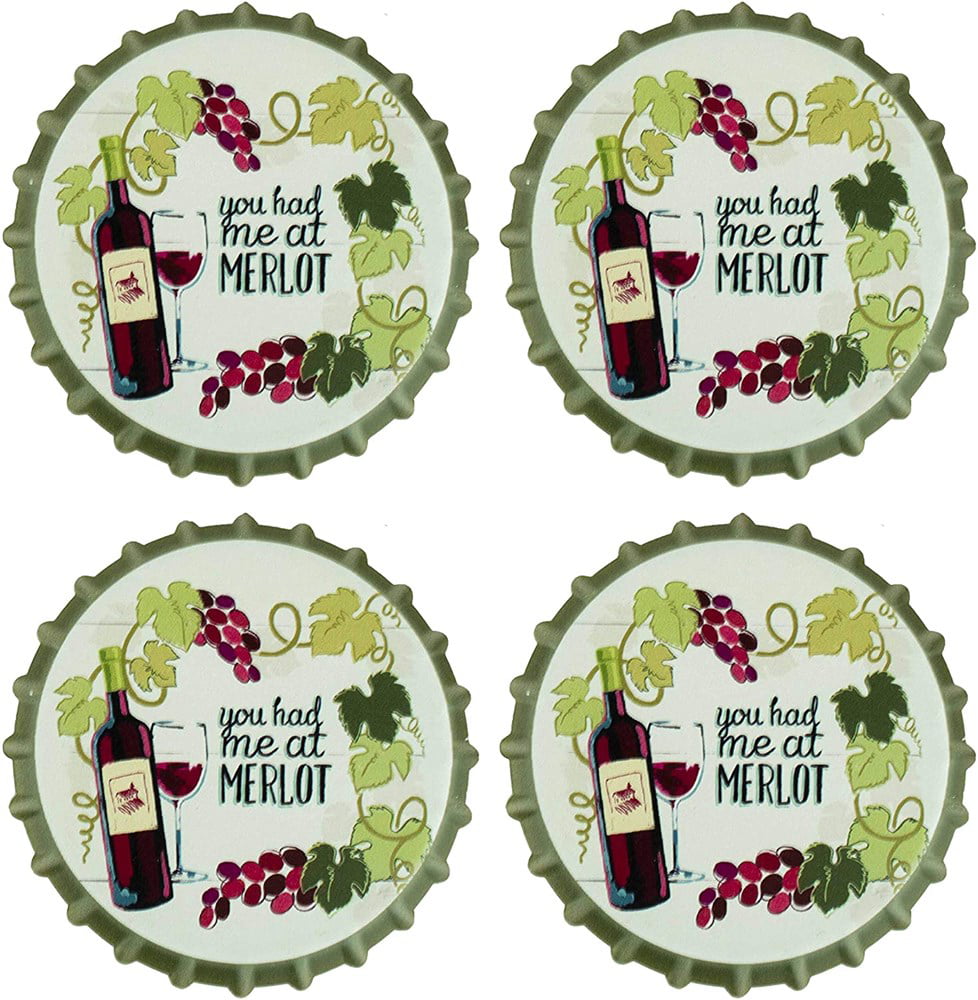 Pack of 4 Moisture Absorbing Ceramic Coasters For Beer Lovers With Cork Base Love & Beer Brewed Here 