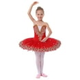thumbnail image 5 of IBTOM CASTLE Girls Ballet Leotards with Platter Tutu Professional Hard Organdy Camisole Skirt Dancewear 11-12 Years Red, 5 of 7