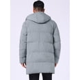 thumbnail image 3 of DARING DIVA Men's Mid-Length Outerwear Zipper Quilted Hooded Padded Coat M Gray, 3 of 7