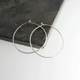 thumbnail image 6 of Round Huggie Hoop Sterling Silver Earrings 35 mm 20 GA Lightweight Wire Piercing Drop Dangle Threader Hoops for Women Smooth, 6 of 8