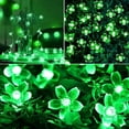 thumbnail image 5 of KOMI Solar Flower String Lights Green Lights Outdoor Waterproof 50 LED St Patricks Day Fairy Lights Decorations Garden Patio Fence Yard Spring (Green), 5 of 7