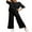 A Black, variant on DOKOTOO 2 Piece Outfits for Women Lounge Sets Half Sleeve Knit Sweater Tops Matching Set Wide Leg Pants Tracksuit 2XL