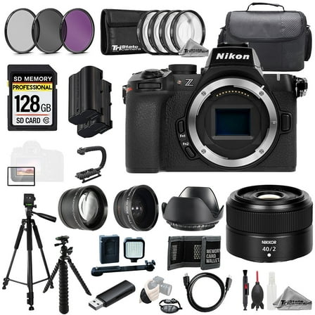 Nikon Z50 II   Z 40mm f/2 Lens 128GB Ext Bat 9 PC Filtr MEGA Kit