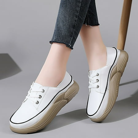 XDDST Womens Fall Shoes Flat Women s Trendy Loafers Fashion Round Toe Slip On Comfort Walking Casual Shoes for Women White