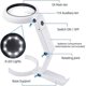 thumbnail image 3 of Lupa de pie de mano 5X 11X con soporte plegable 8 luces LED, 3 of 5
