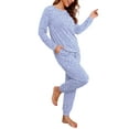 thumbnail image 2 of MINTREUS Womens Pajama Set Long Sleeve Sleepwear Nightwear Soft Pjs Lounge Sets With Pockets, 2 of 7