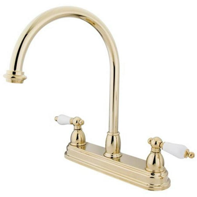 Kingston Brass Kb3742Pl 8 Inch Center Kitchen Faucet Without Sprayer - Polished Brass Finish