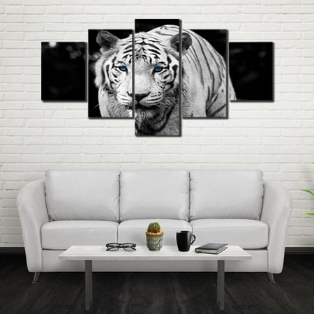 Decorations For Walls Holiday Clearance 5 Panels Modern Animal Tiger Oil Paintings Wall Decorations for Living Room ()