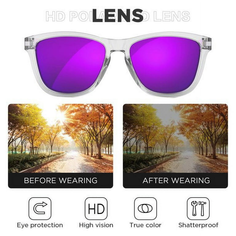 AABV Square Polarized Sunglasses, Fashion Oversized Mirrored Sunglasses  with UV400 Protection for Women Men Driving Running Golf Sports Glasses UV  Protection Designer Style Unisex-Purple 