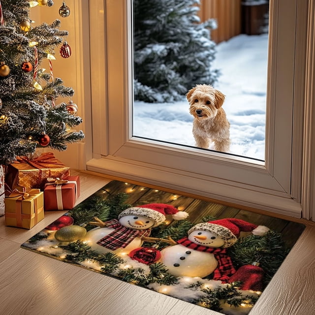 Alfombra Navideña para Entrada | Tapete Absorbente y Antideslizante para El Hogar | Tapete Antimanchas para Baño | Poliéster Blanco, 40 X 60 Cm | Peso: 0,2 Kg | Cyy250905007B