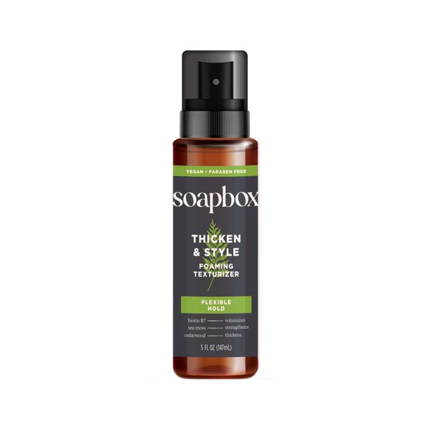 Soapbox Espuma texturizadora espesa y estilo para hombres, espuma para peinar el cabello, cuidado del cabello para hombres, 5 oz