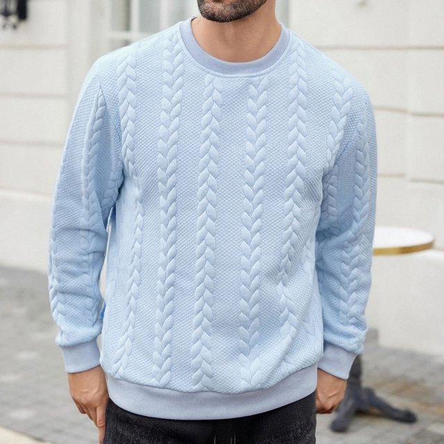 pstuiky Camisas casuales de manga larga para hombre, Blusa/camiseta informal y moderna de color liso con cuello redondo y manga larga para hombre salir tops s