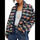 thumbnail image 1 of Chaqueta Acolchada Corta con Estampado Floral Vintage para Mujer, Chaqueta Corta Abierta Al Frente, Ropa de Abrigo Flores Azul Oscuro M, 1 of 10