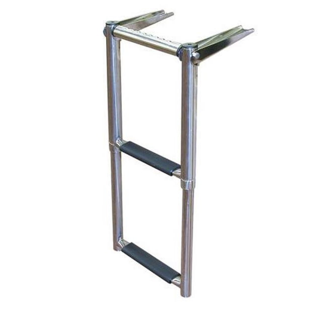 JIF Marine EQB2 2 Step Over Platform Telescoping Boat Ladder with Hand Grip