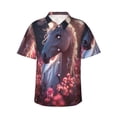 thumbnail image 1 of Balery Flower White Horse Camisas hawaianas de manga corta para hombre, camisas playeras de corte holgado, camisas de vacaciones con botones,X-Large, 1 of 7