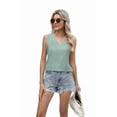 thumbnail image 2 of Women Summer Tank Top Eyelet Embroidery 2025 Vacation Sleeveless V Neck Loose Fit Shirt Spring Fashion Casual Clothes Dark Green XL, 2 of 9
