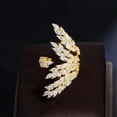 thumbnail image 2 of Gold Plated Cubic Zircon Big Adjustable Open Leaf Finger Ring Jewelry Accessory, 2 of 9