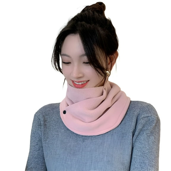 TELOLY Women Neck Warmer Solid Fleece Neck Cover Snap-on Winter Neck Gaiter