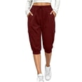 thumbnail image 6 of MLCDZ Womens Capri Cargo Joggers with Pockets Drawstring Elastic Waist Casual Loose Golf Capris Summer Vacation Travel Cruise Hawaii Beach Cropped Pants, 6 of 8