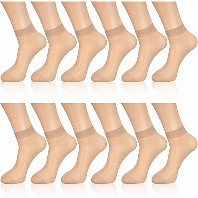Chenchen 12 Pairs Sheer Ankle Socks Thin Nylon Transparent Ankle High Hosiery Socks Short Dress Stockings for Women