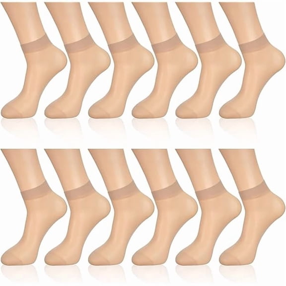 Eryueer 12 Pairs Sheer Ankle Socks Thin Nylon Transparent Ankle High Hosiery Socks Short Dress Stockings for Women
