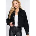 thumbnail image 2 of J. METHOD Women's Crop Jacket Faux Fur Snap Button Long Sleeve Casual Cropped Shacket Outerwear, 2 of 5