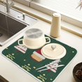 thumbnail image 2 of Yayeee Dish Drying Mat for Kitchen Counter 18" x 24" Microfiber Super Absorbent Coffee Decorative Pad, Christmas Santa Hats, 2 of 9
