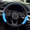 thumbnail image 3 of Microfiber Leather Steering Wheel Cover Car Anti-Slip Wheel Protector Sky blue 38cm, 3 of 6