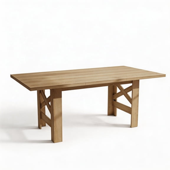 71" Farmhouse Dining Table for 6-8 People - Large Wood Kitchen Table with Thick Top & Sturdy Legs - Long Rectangular Dinner Table-Natural