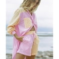thumbnail image 1 of ITFABS Women Blouses, Stripes Splicing Turn-Down Collar Long Sleeves Shirt, 1 of 7