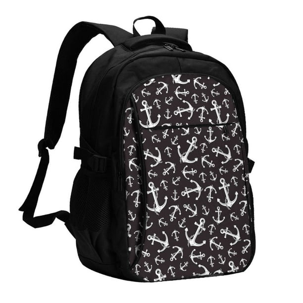 Fotbe Anchors Mochila con Estampado y Puerto USB para Hombre y Mujer, Mochila Antirrobo, Mochila de Viaje, Mochila Escolar, Mochila Universitaria