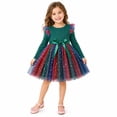 thumbnail image 3 of Gaexia Girls Christmas Dresses Gradient Star Mesh Dress Long Sleeve Party Formal Outfit Ages 1-7 Toddler Kids Winter Holiday Celebration Wear, 3 of 7