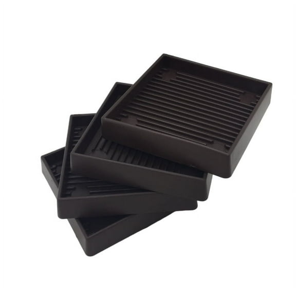 GIXUSIL 3x3 Square Rubber Furniture Caster Cups (Set of 4), Anti-Sliding Furniture Pads Bed Stopper Floor Protectors with Grip - Protect Any Flooring -Brown