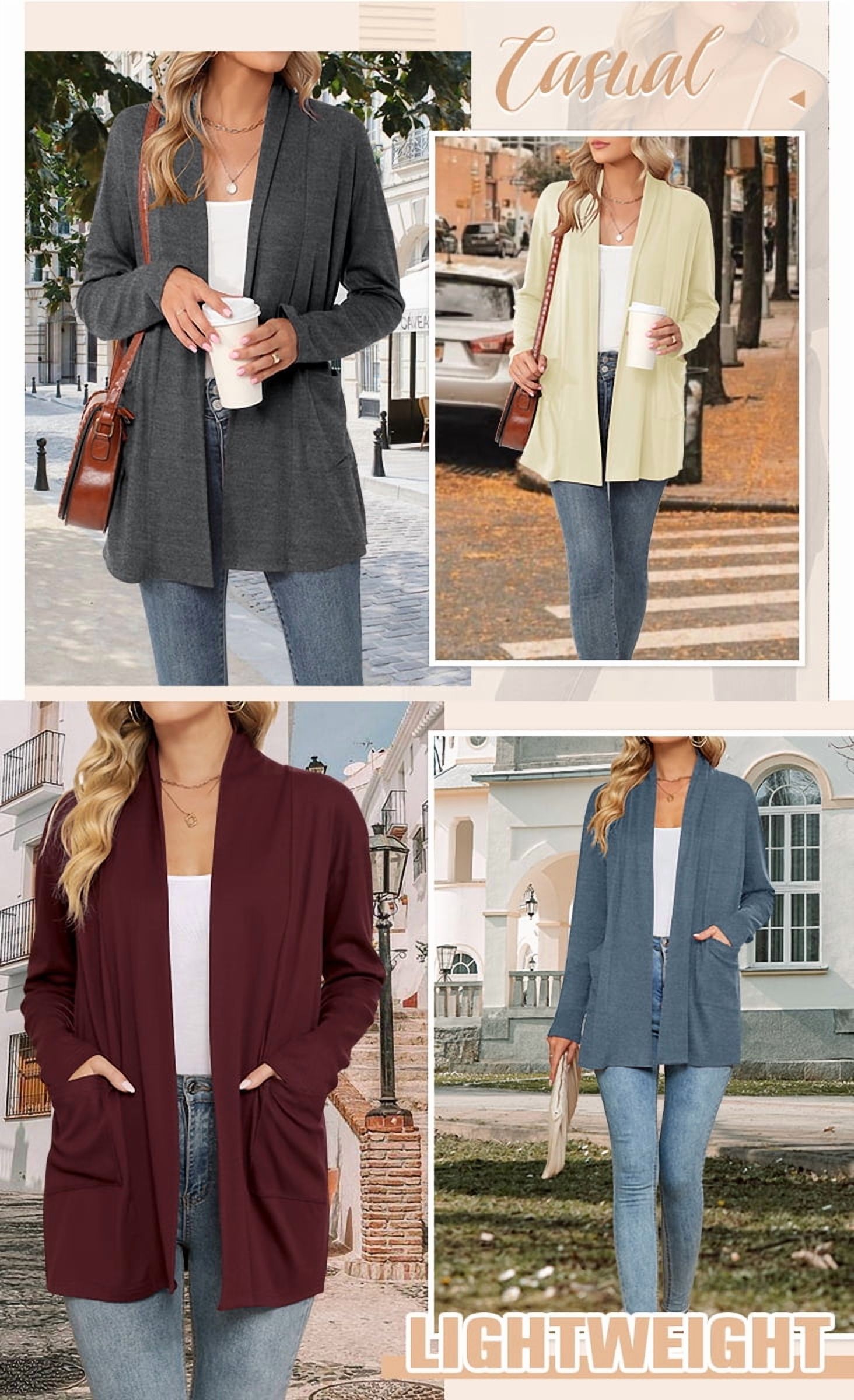 Shine Up Women's Cardigan Long Sleeve Open Front with Pockets photo 5