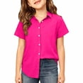 thumbnail image 3 of Kiijoy Girls Short Sleeve Button Down Shirt Summer Casual Lightweight Shirt, 11-12 Years, 3 of 3