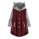 thumbnail image 2 of ICHUANYI Clearance Women Button Coat Patchworl Tops Hooded Pullover Loose Sweater Blouse Plus Size(Wine, S) ICHUANYI WER2023081107039, 2 of 6