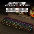 thumbnail image 2 of Teclado BAJEAL Teclado mecánico compacto con cable con 61 teclas Teclas de doble disparo 6 / N-key Rollover LED Efecto retroiluminado Interruptores azules Negro BAJEAL Teclado, 2 of 6