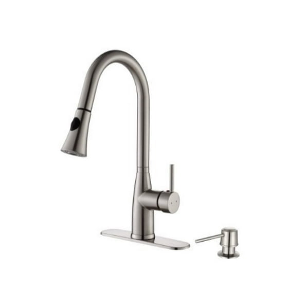 Kpf 2300 Kraus Single Lever Pull Down Kitchen Faucet And Soap Dispenser Stainless Steel Finish