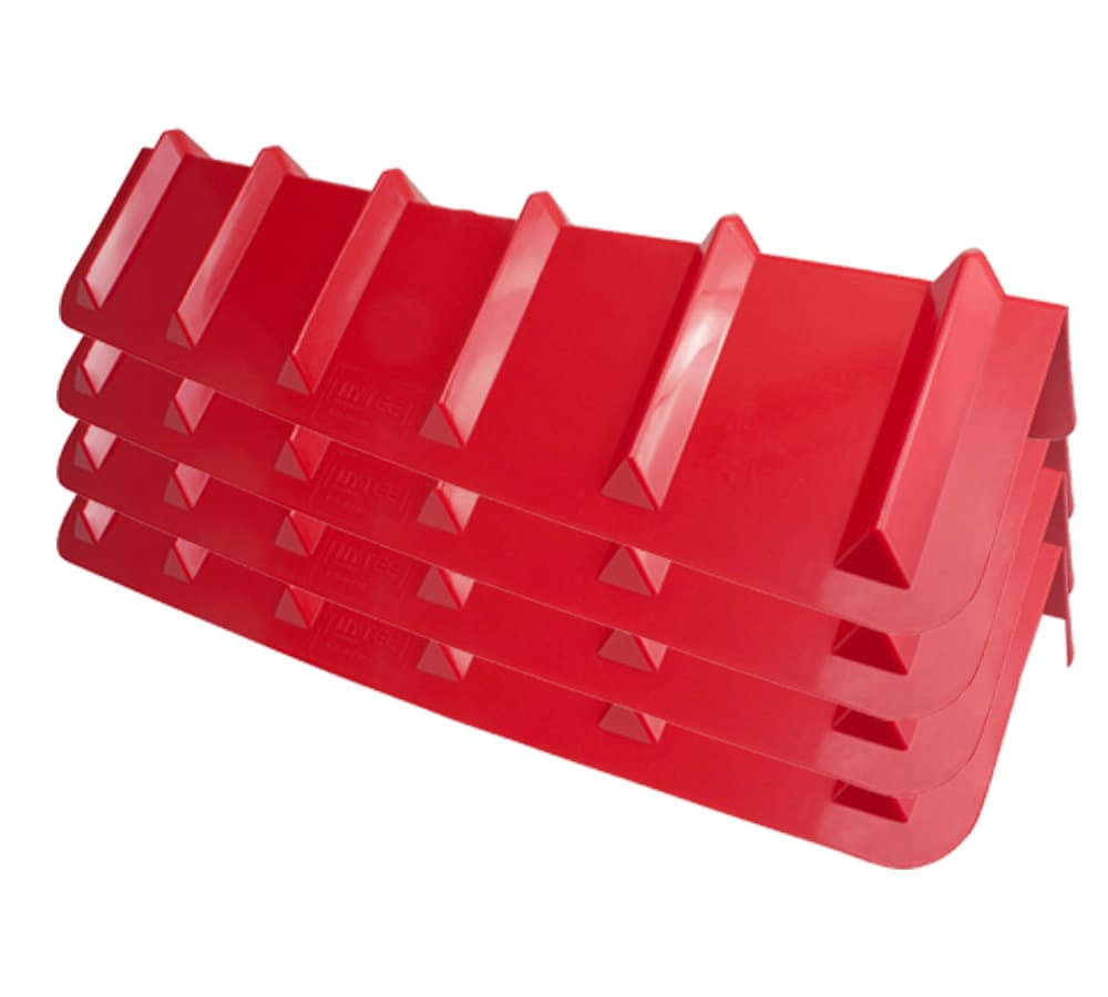 4 Pack Red Flatbed Edge Protectors 8" x 8" x 36" V Shaped Winch Ratchet Straps Plastic